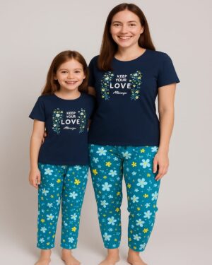Keep Your Love Blossom Mom-Daughter Pyjama Set