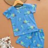 Kids Air Force Blue with Pond Theme Print T-Shirt & Shorts Set – Cotton Casual Wear
