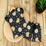 Kids Iridium Black Cartoon Print T-Shirt & Shorts Set – Cotton Casual Wear