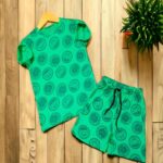 Kids Malachite Green with Hulk Face Print T-Shirt & Shorts Set – Cotton Casual Wear