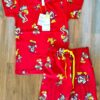 Kids Pure Red Dancing Cartoon Print T-Shirt & Shorts Set – Cotton Bio-Wash Casual Wear