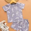 Kids Smoke Gray with Micky Print T-Shirt & Shorts Set – Cotton Casual Wear