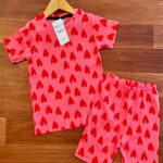 Lovely Red Hearts Kids Casual Outfit Co-ord Shorts Set