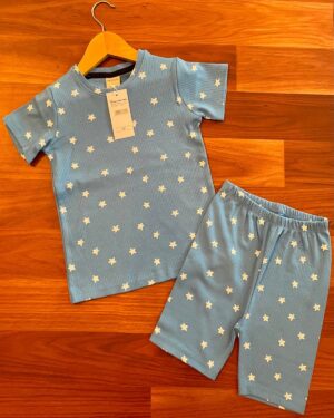 Sky Blue Starry Nights Kids Playwear Co-ord Shorts Set