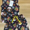 Spooky Pup Sleeveless Halloween Co-ord Set – Black Cartoon Dog & Festive Print