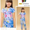 Super Sweet Flamingo Tie-Dye Girls’ Pyjama Set – Air Force Blue T-Shirt & Printed Pyjama