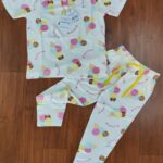 Waffy Cone Animal Print Half White Kids Casual Co-ord Pant Set