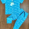White Dinosaur Print Sky Blue Kids Casual Co-ord Pant Set