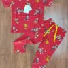 Yellow Dog & Green Mickey Cartoon Print Red Kids Casual Co-ord Pant Set
