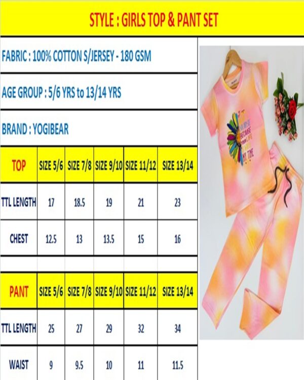 Yogi Bear Girls Pyjama Set Size Chart