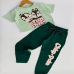 Chip & Dale Forest Duo Tea Green Crop Top & Dartmouth Green Joggers Set