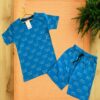 Cool Cat Vibes Dark Sea Blue Boys Co-ord Shorts Set
