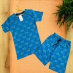 Cool Cat Vibes Dark Sea Blue Boys Co-ord Shorts Set
