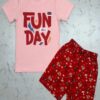 Coral Pink Funday Red Anchor Print Shorts Set