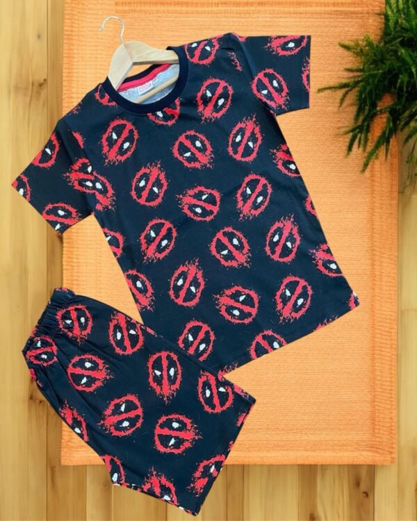Deadpool Power Mode Ink Black Boys Co-ord Shorts Set