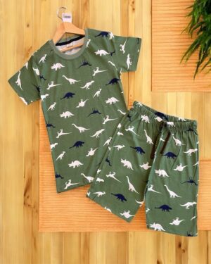 Dino Explorer Fern Green Adventure Boys Co-ord Shorts Set