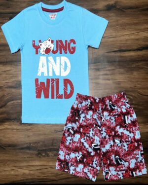 Express Wheels Powder Grey Racer Tee & Racing Print Shorts