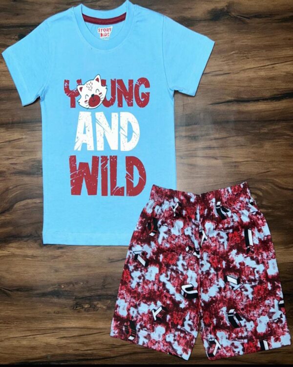 Express Wheels Powder Grey Racer Tee & Racing Print Shorts