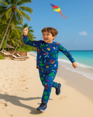 Hero Squad Power Midnight Blue Play Theme Kids Co-ord Set – Full Sleeve T-Shirt & Pyjama