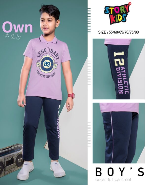 Legend League Lavender Polo Tee & Navy Track Pant Set