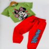 Minnie’s Candy Crush Pastel Green Crop Top & Valentine Red Joggers Set