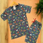 Roadtrip Adventure Air Force Bluish Grey Vehicle Boys Co-ord Shorts Set