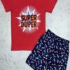 Super Duper Blast Red Hero Tee & Navy Skate Shorts
