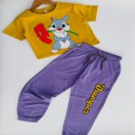 Thumper’s Spring Charm Golden Yellow Crop Top & Pastel Purple Joggers Set
