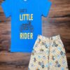 Wild Ride Blue Moto Tee & Half White Adventure Shorts